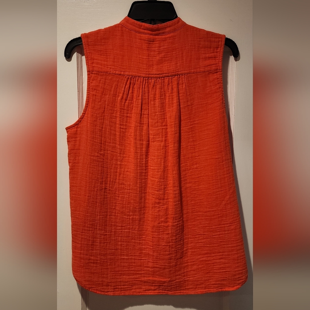 GAP Women's Orange Button-Up Top, Size M - Picture 5 of 6